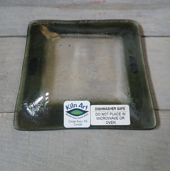 Kiln Art Fused Glass & Dichroic Trinket Dish Tray Signed - Picture 8 of 15